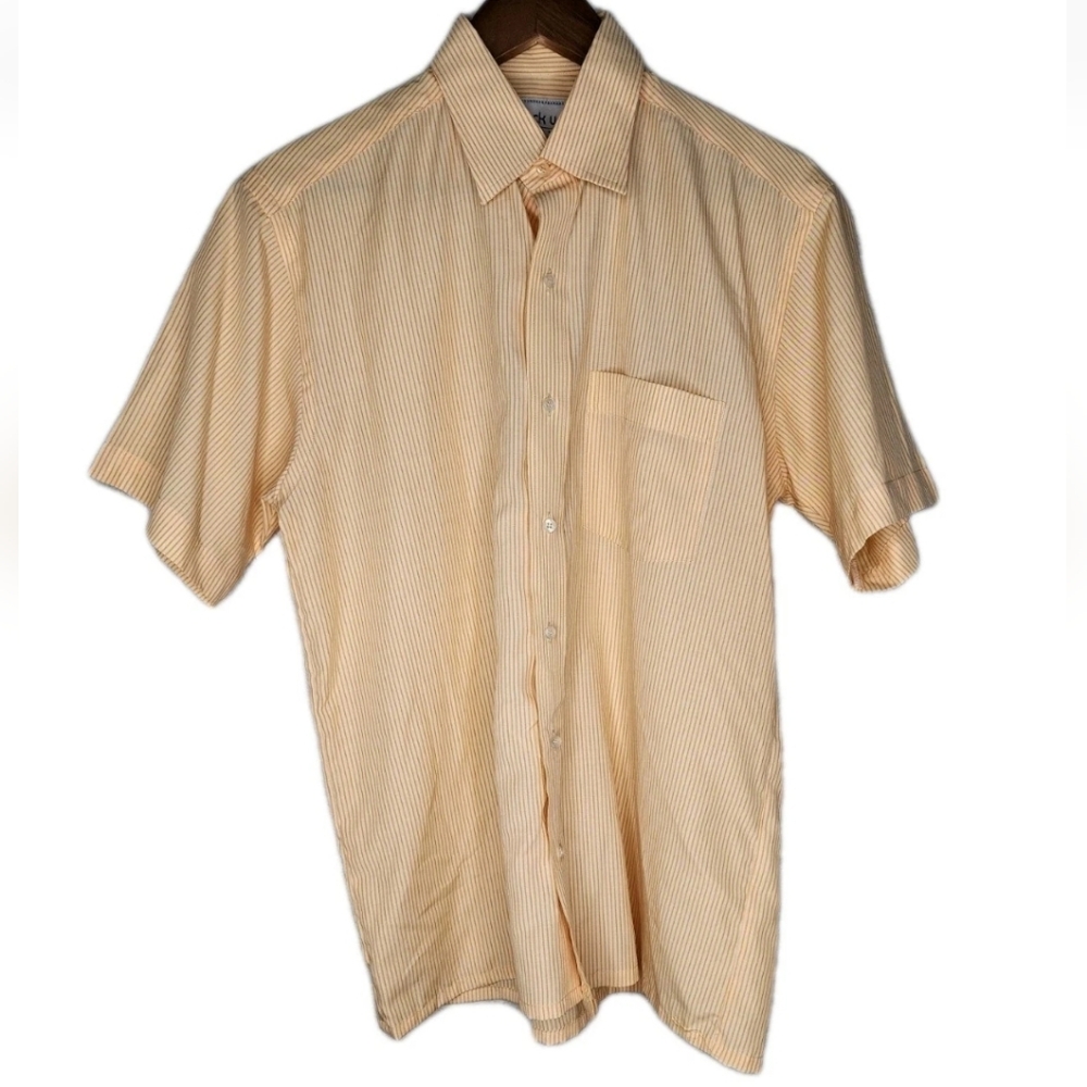 Check Up India Striped Short Sleeve Shirt in Yellow Size 39cm
